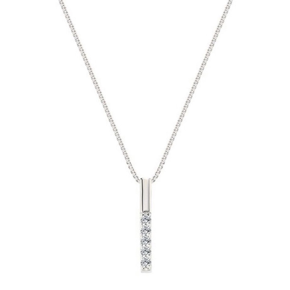 925 Sterling Silver Dainty Minimalist White Topaz Bar Clavicle Necklace
